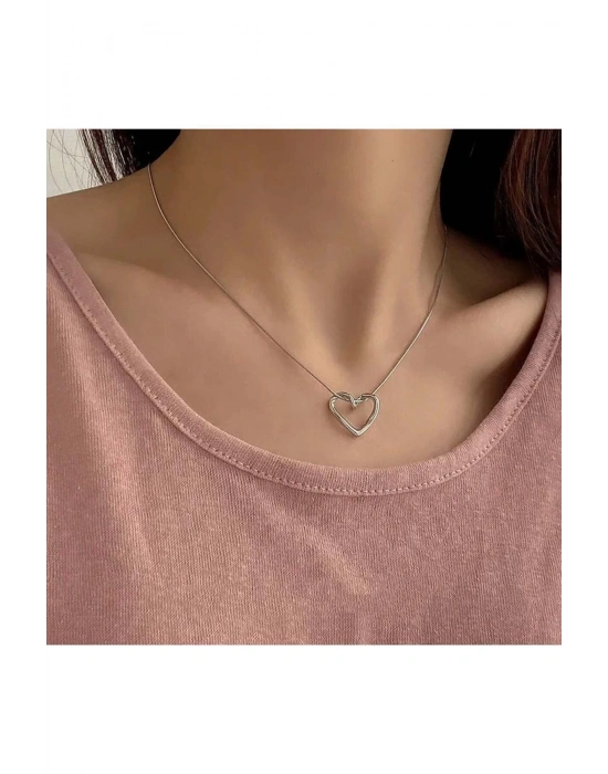 Trend Kalp Düğüm Kolye Hediye (silver)