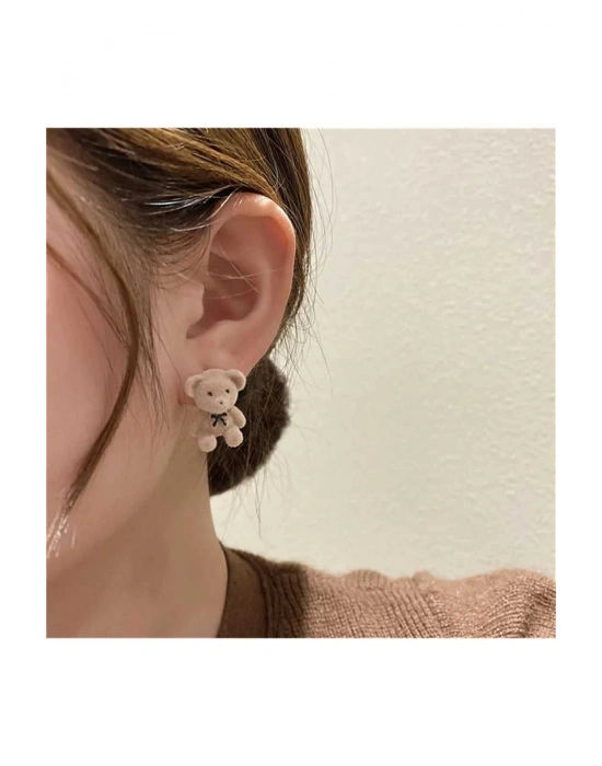 Vintage Ayıcık Küpe (Bej)