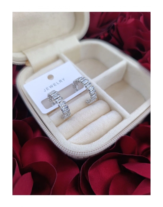 Vintage Baget Taşlı Küpe (Gümüş)