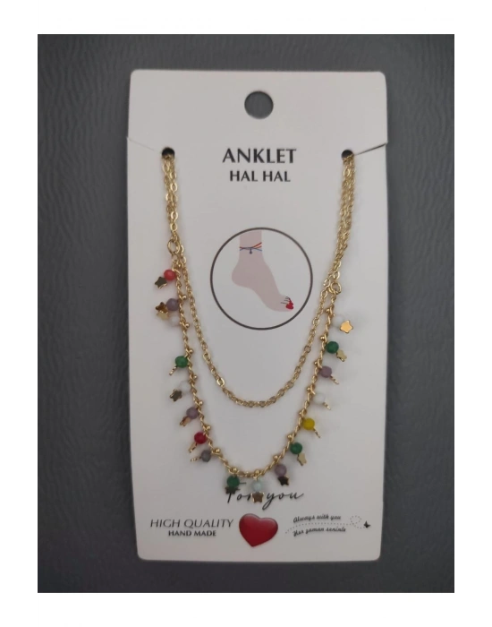 Vintage Boncuklu Halhal (Sarı)