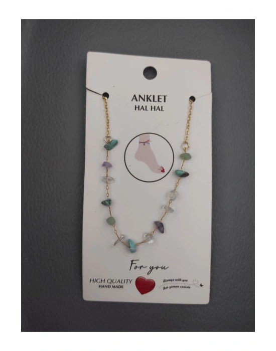 Vintage Boncuklu Halhal (Yeşil)