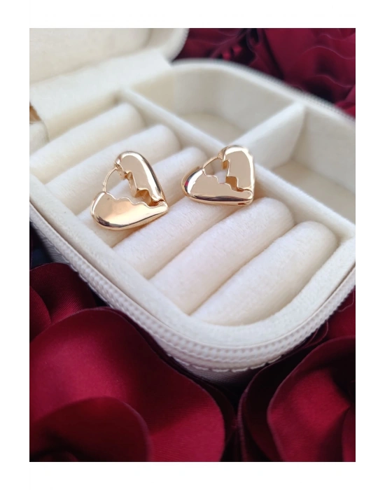 Vintage Çelik Kırık Kalp Küpe (Gold)