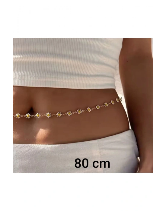 Vintage Papatya Bel Zinciri (Krem-Sarı)