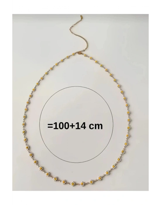 Vintage Papatya Bel Zinciri (Krem-sarı)