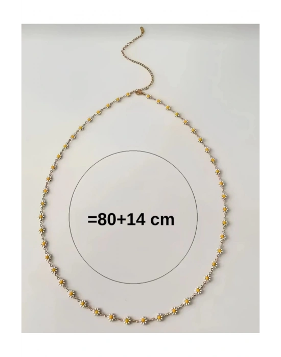 Vintage Papatya Bel Zinciri (Krem-Sarı)