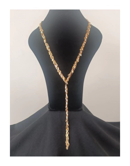 Vintage Sallantılı Y Kolye (Altın)