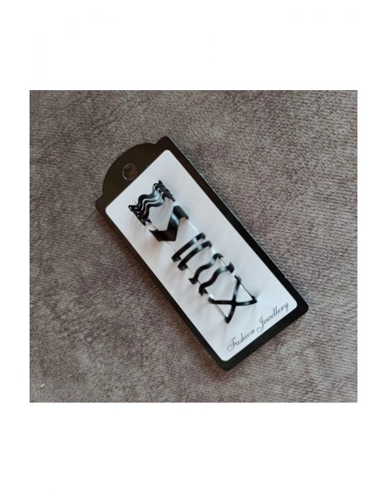 Vintage Siyah Eklem Yüzüğü Seti (Siyah)