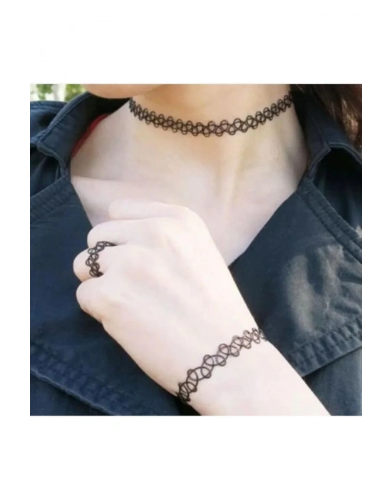 Vintage Tel Choker (Siyah)