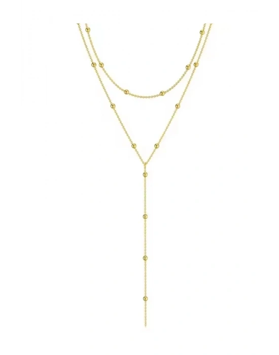 Vintage Top Zincirli Çift Kat Y Kolye (Altın)