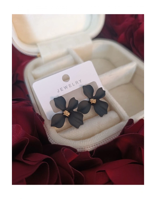 Yaz Kombini Orkide Küpe (Siyah)