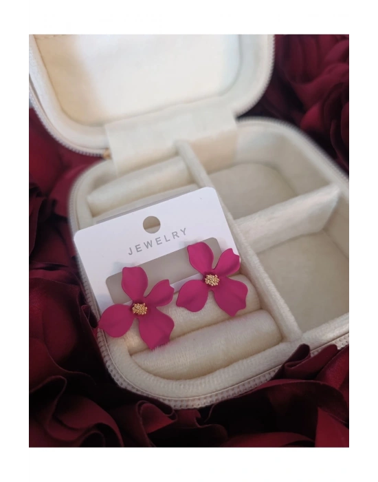 Yaz Kombini Renkli Orkide Küpe (Fuşya)