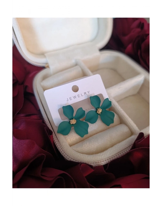 Yaz Kombini Renkli Orkide Küpe (Turkuaz)