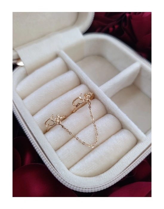 Zincirli Çift Eklem Yüzüğü Zincirli Çift Yüzük (Altın)