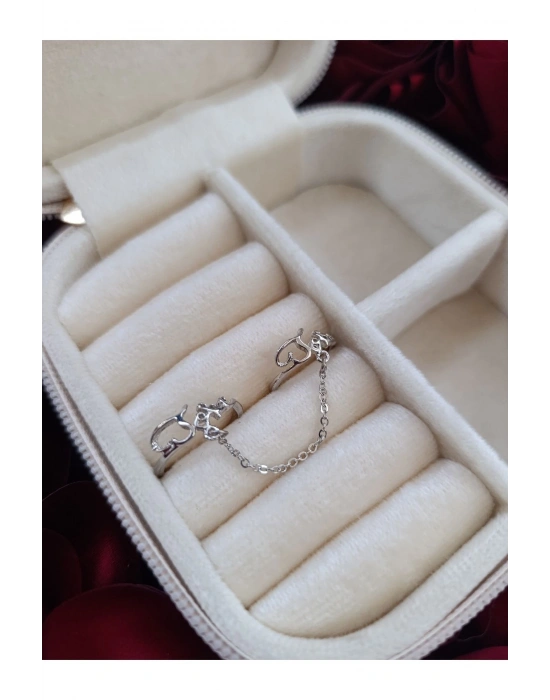 Zincirli Çift Eklem Yüzüğü Zincirli Çift Yüzük (Gümüş)