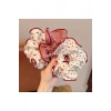 2 Adet Kırmızı-Beyaz Concept Scrunchie Toka Ekose Desen Simit Toka