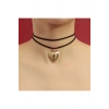 Vintage Çelik Kalp Figür Süet İpli Choker Kolye