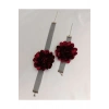 Vintage 8 Cm Bordo Renk Gül Kolye Ve Bileklik Seti