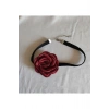 Vintage Bordo Renk Güllü Kadife Choker