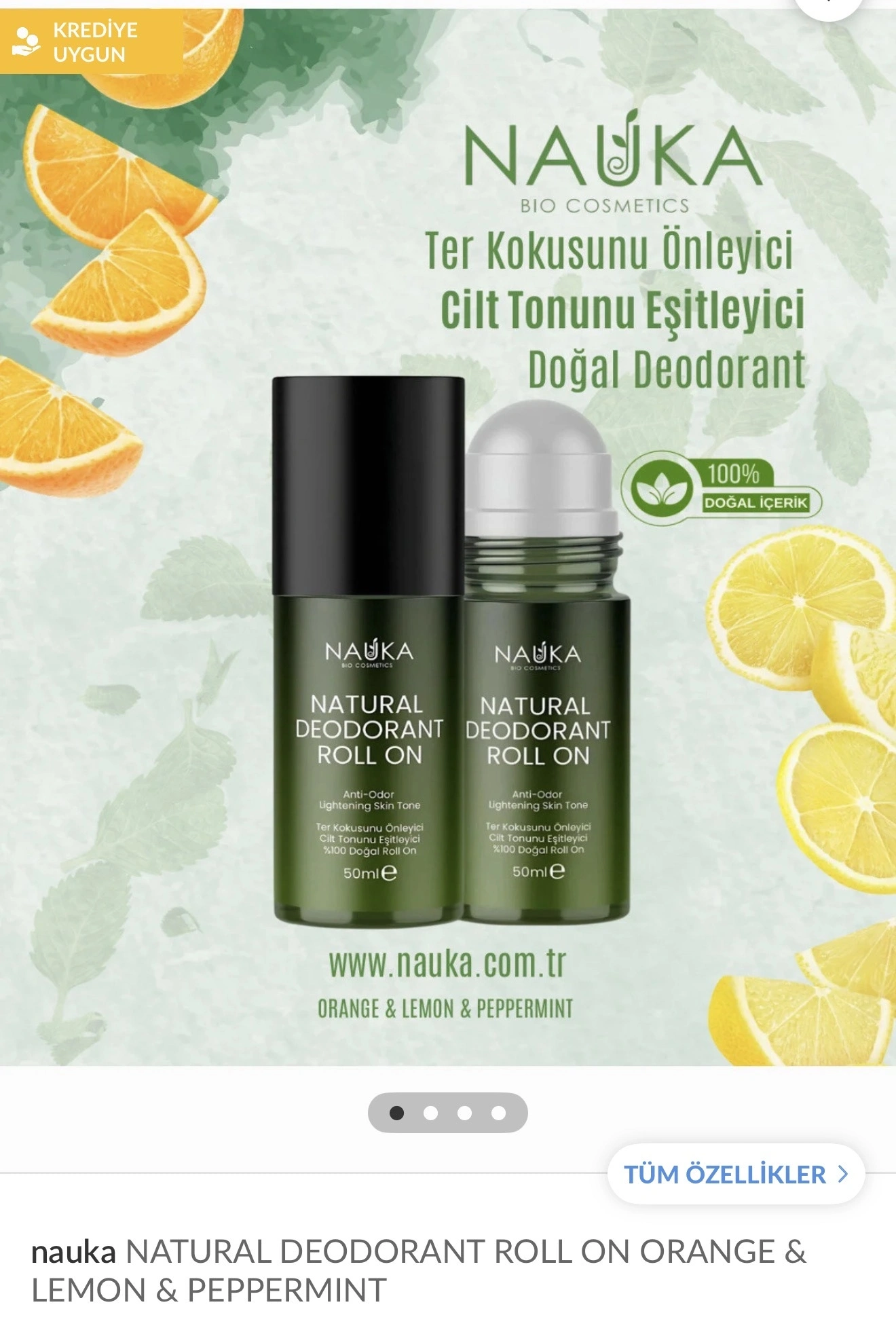 NATURAL DEODORANT ROLL ON ORANGE & LEMON & PEPPERMINT