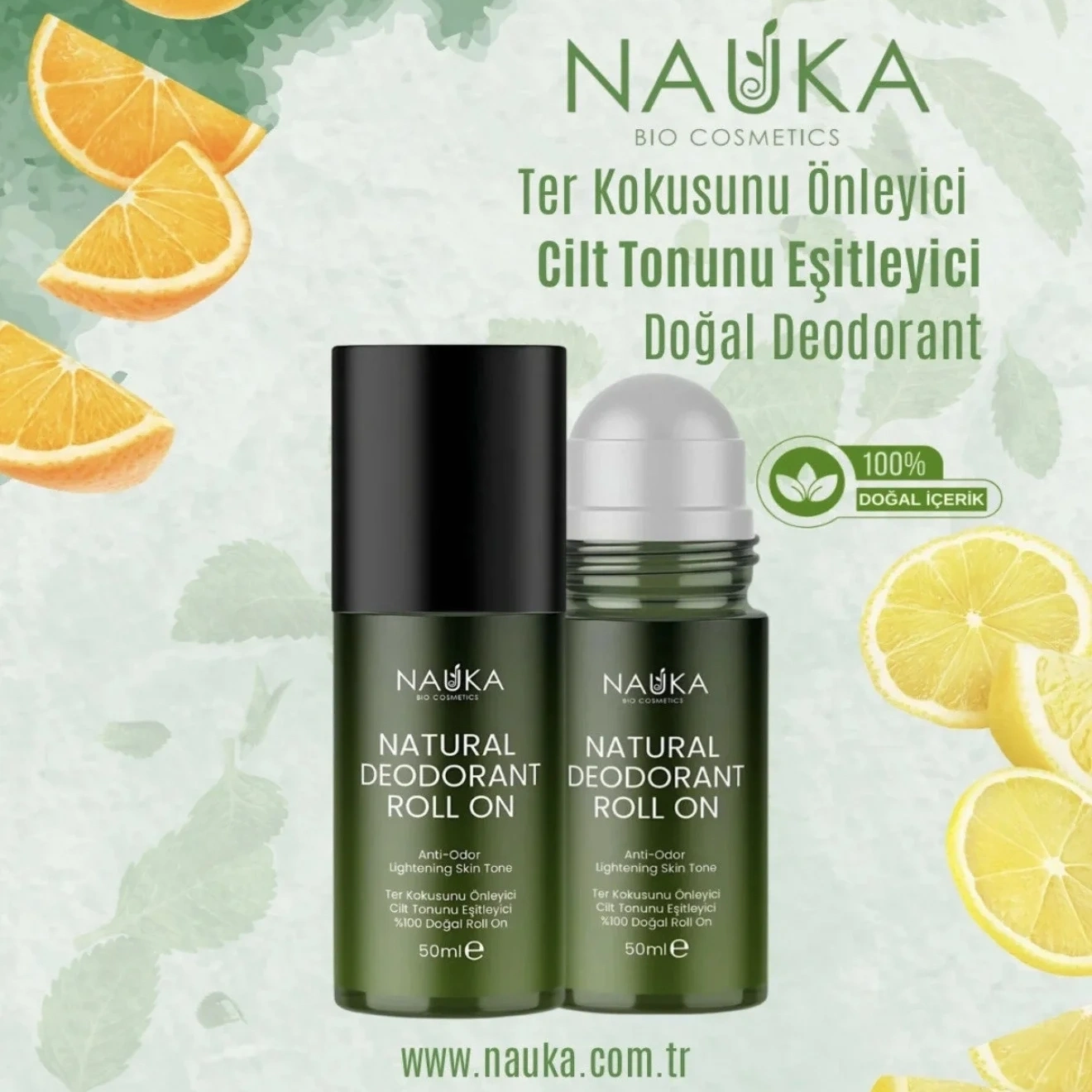 NATURAL DEODORANT ROLL ON ORANGE & LEMON & PEPPERMINT