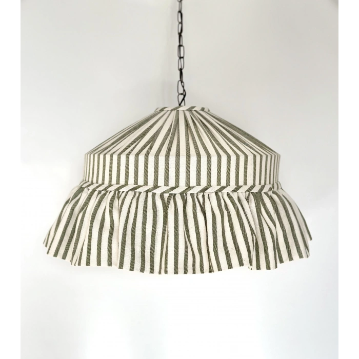 Haki Çizgili Keten Tavan Aydınlatması