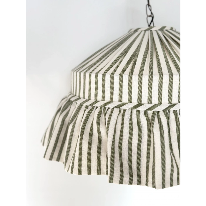 Haki Çizgili Keten Tavan Aydınlatması