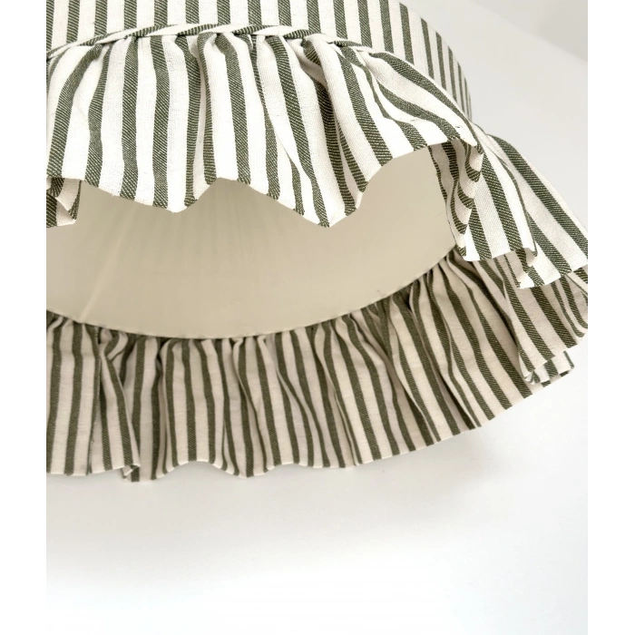 Haki Çizgili Keten Tavan Aydınlatması