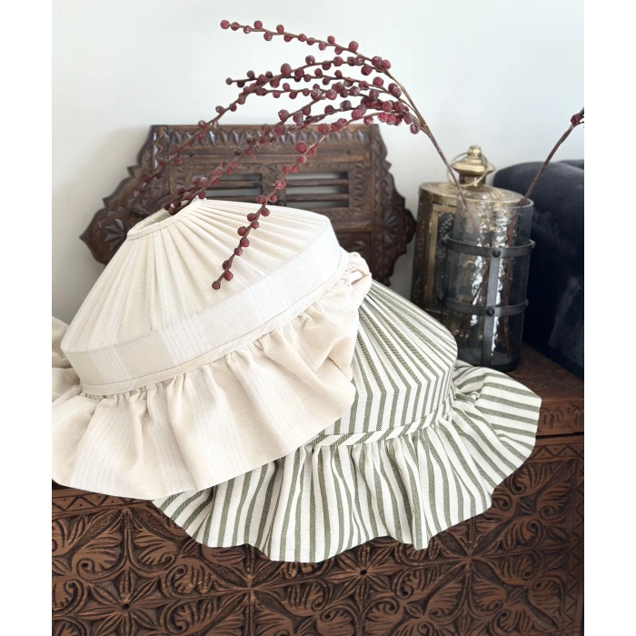 Haki Çizgili Keten Tavan Aydınlatması