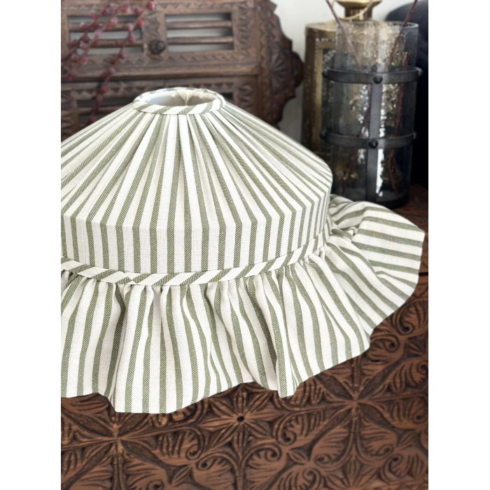 Haki Çizgili Keten Tavan Aydınlatması