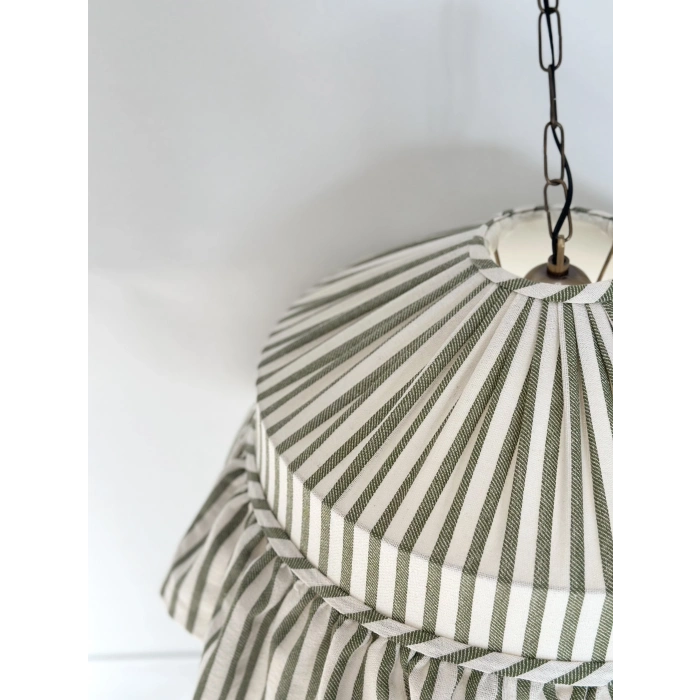 Haki Çizgili Keten Tavan Aydınlatması