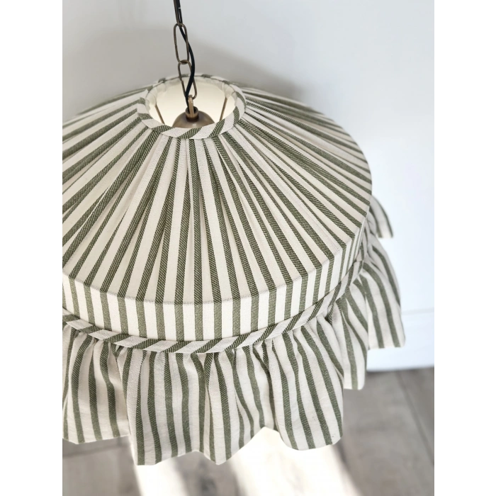 Haki Çizgili Keten Tavan Aydınlatması