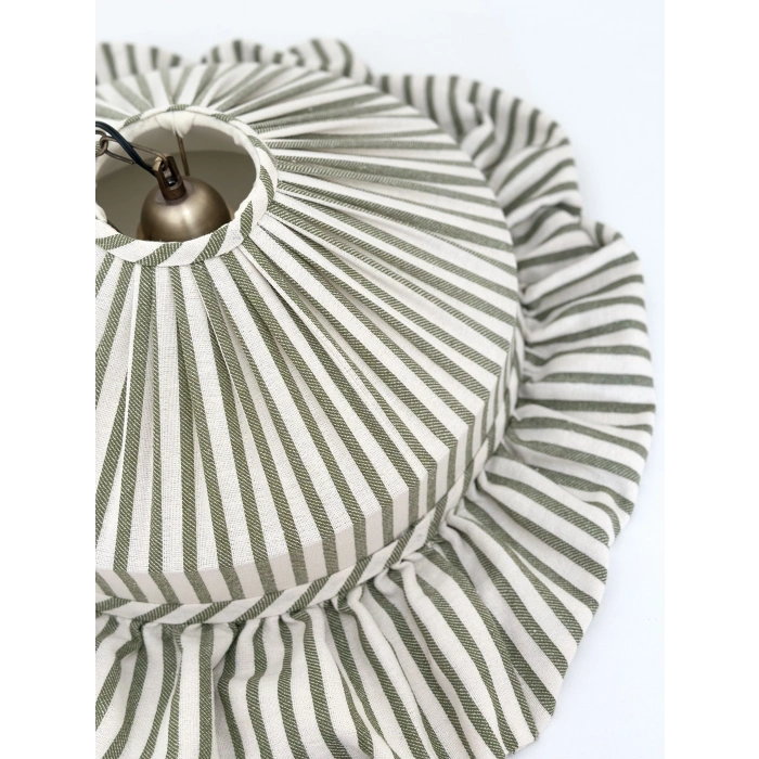 Haki Çizgili Keten Tavan Aydınlatması