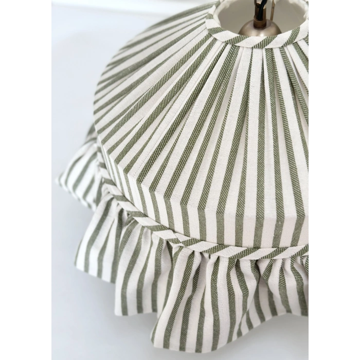 Haki Çizgili Keten Tavan Aydınlatması