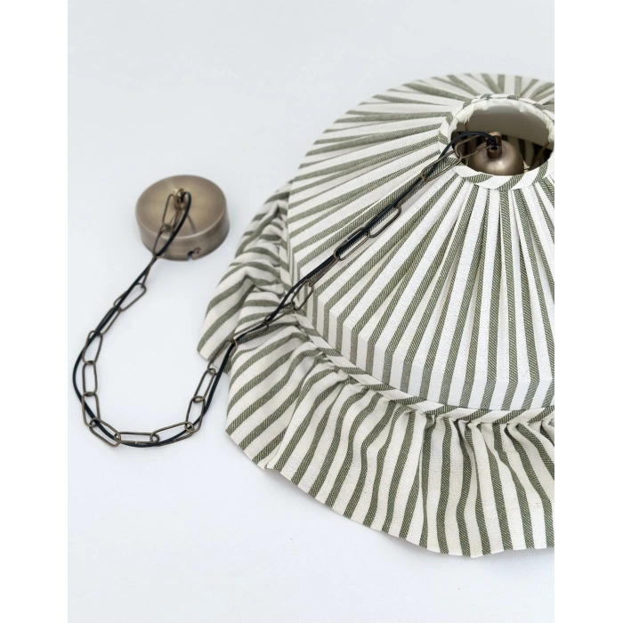 Haki Çizgili Keten Tavan Aydınlatması