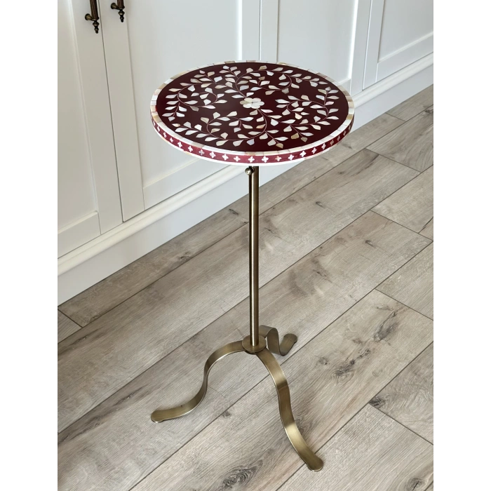 Bordo Shiraz Sedef Kakma Kahve Sehpası