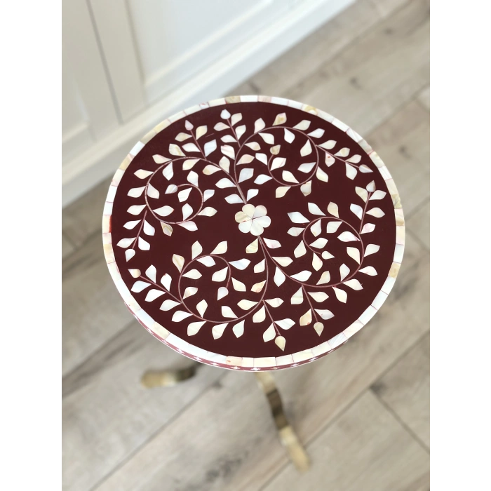 Bordo Shiraz Sedef Kakma Kahve Sehpası