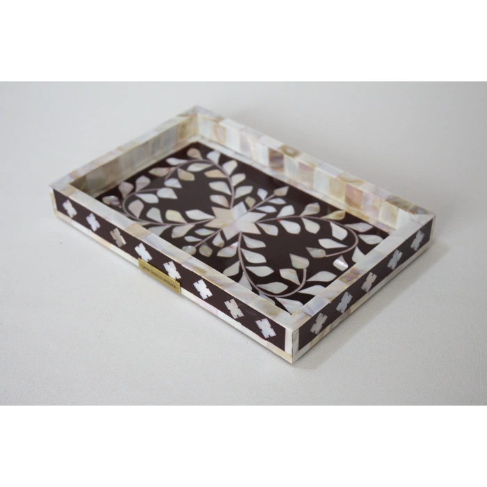 Firuz Sedef Kakma Mini Tepsi Bordo