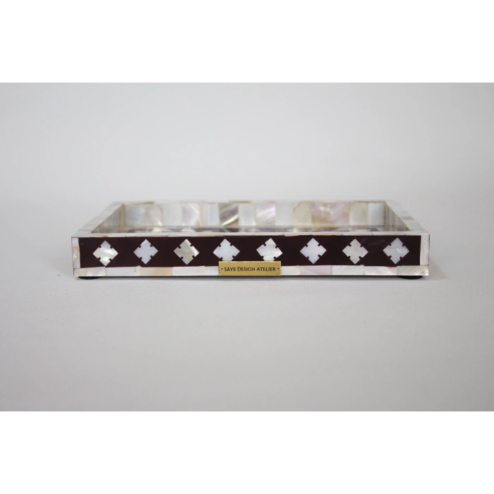 Firuz Sedef Kakma Mini Tepsi Bordo