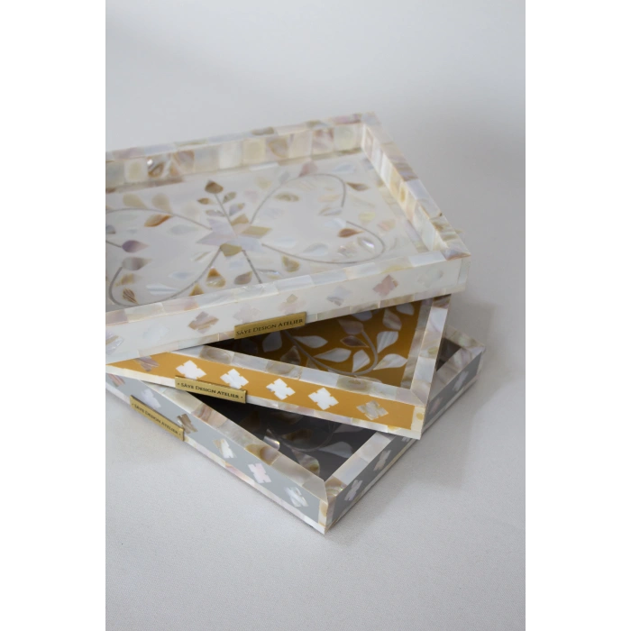 Firuz Sedef Kakma Mini Tepsi Hardal