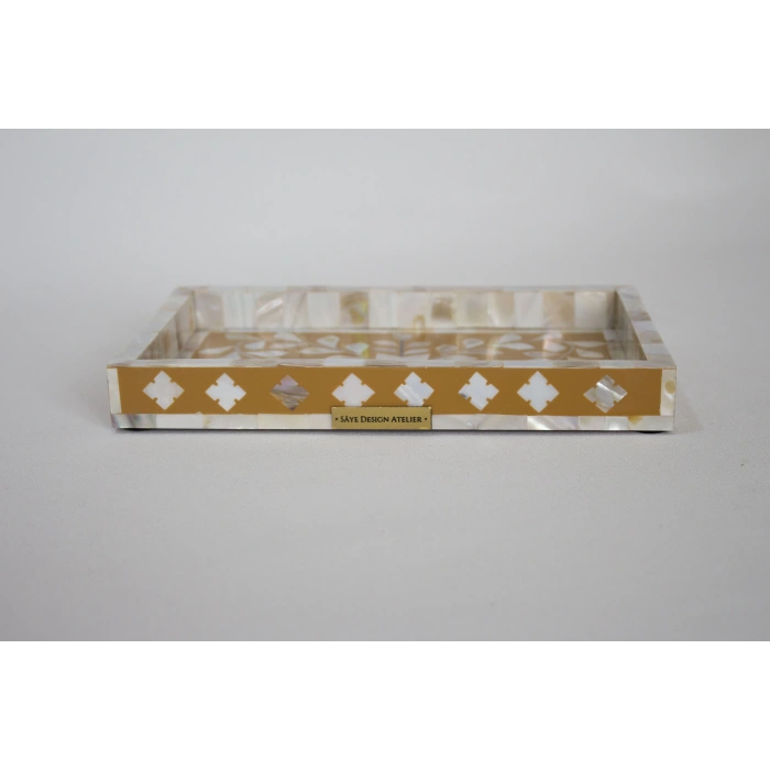 Firuz Sedef Kakma Mini Tepsi Hardal