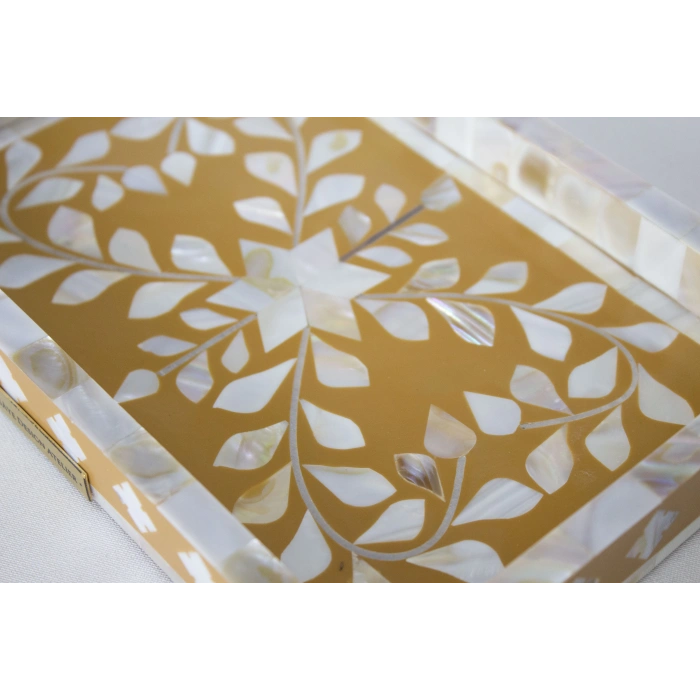 Firuz Sedef Kakma Mini Tepsi Hardal