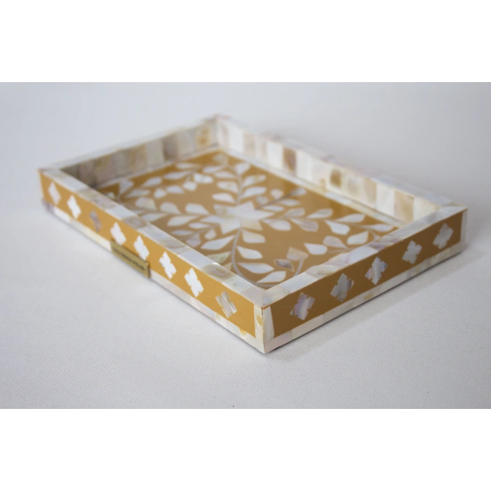 Firuz Sedef Kakma Mini Tepsi Hardal