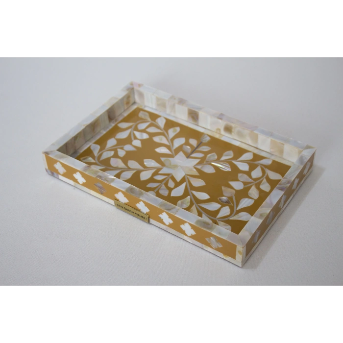 Firuz Sedef Kakma Mini Tepsi Hardal