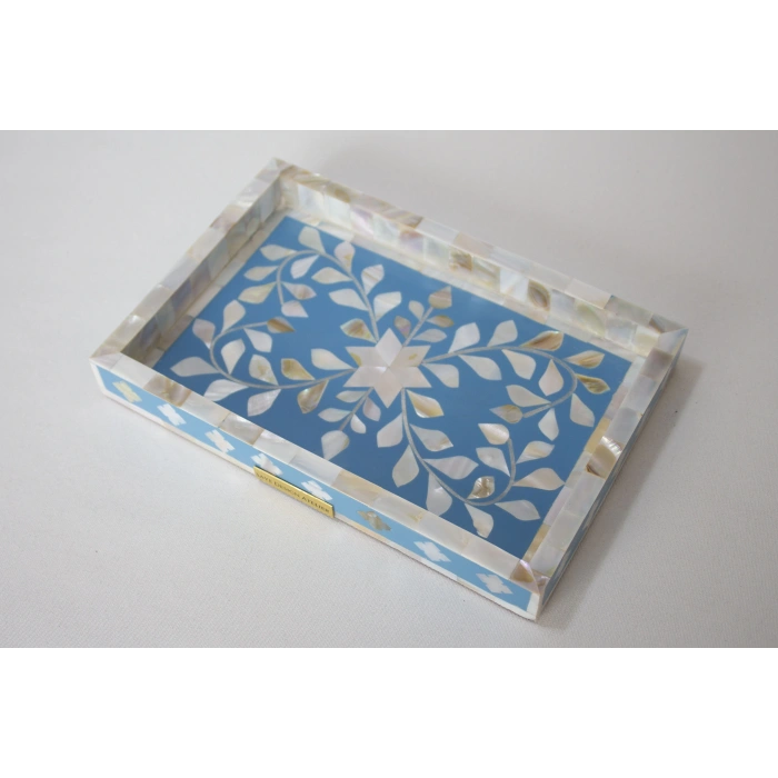 Firuz Sedef Kakma Mini Tepsi Mavi