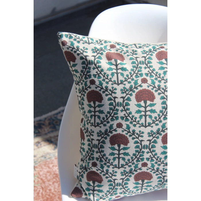 Hatai Keten Kırlent Kılıfı