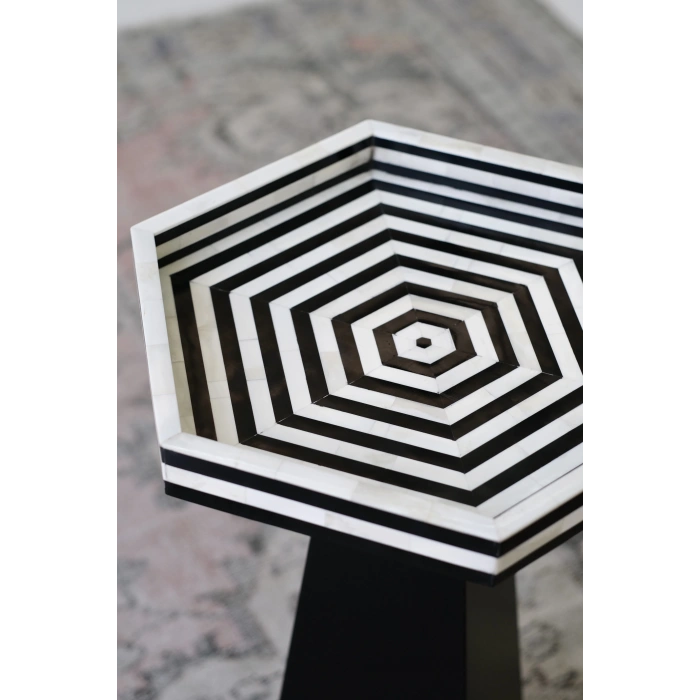 Hexagon Bone Inlay Sehpa