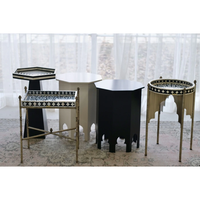 Hexagon Bone Inlay Sehpa