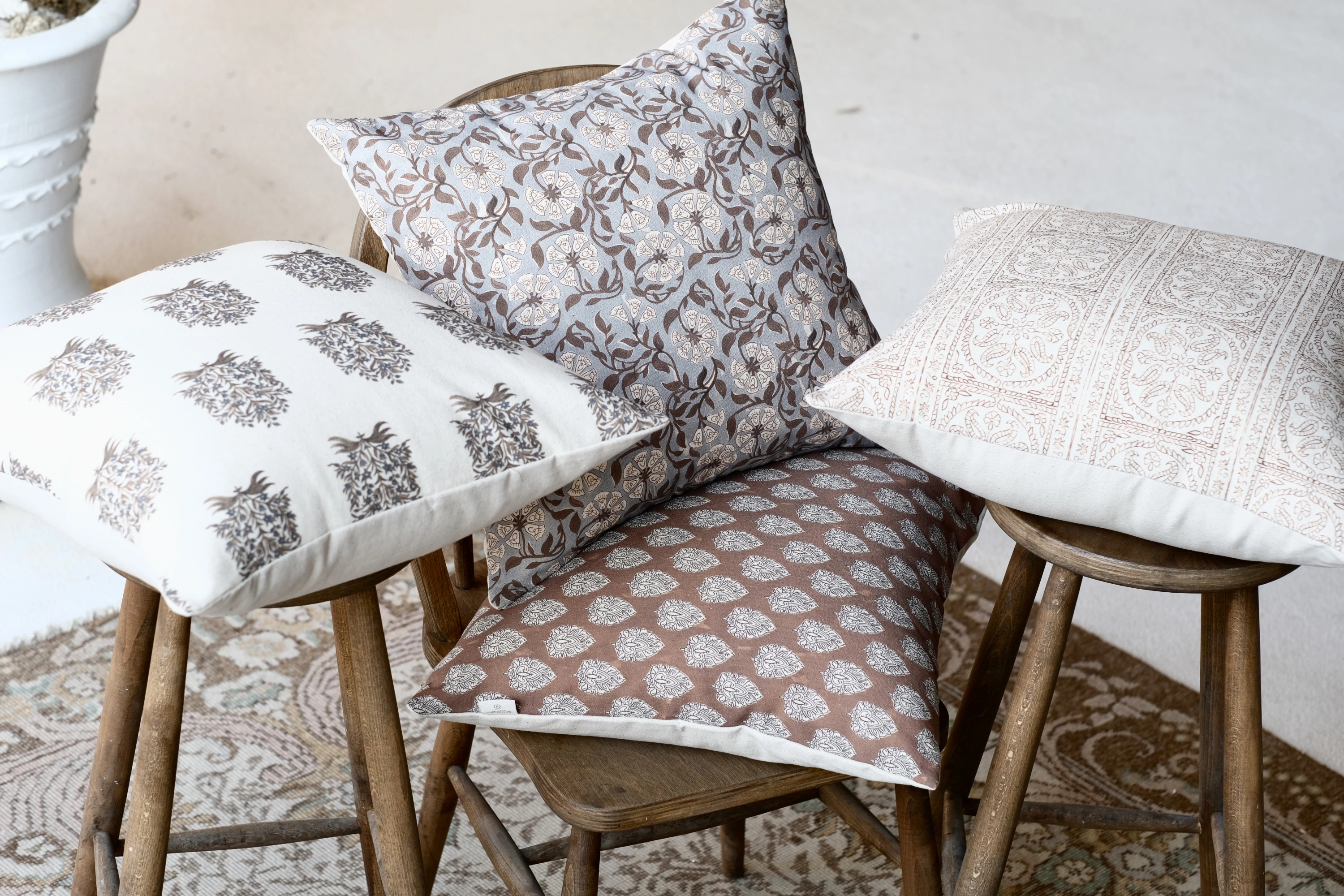 Handblock Keten Yastık