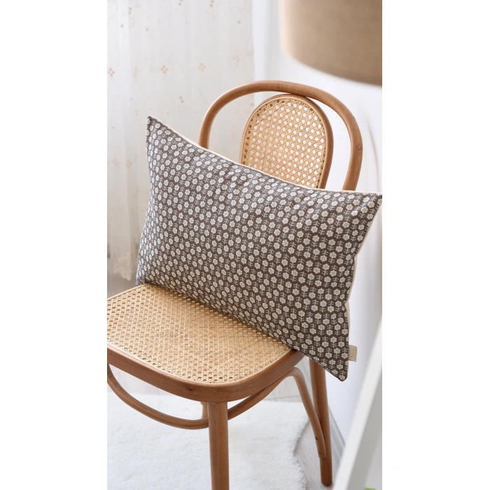 Acı Kahve Roozi Keten Kırlent Kılıfı