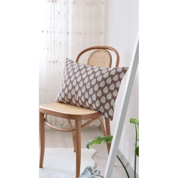 Acı Kahve Tashni Keten Kırlent Kılıfı